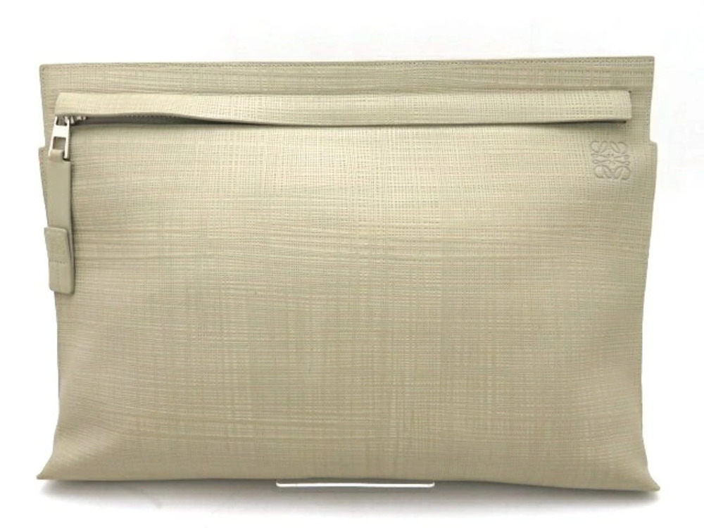 Loewe bag clutch Shoulder calfskin gray Beige Cream